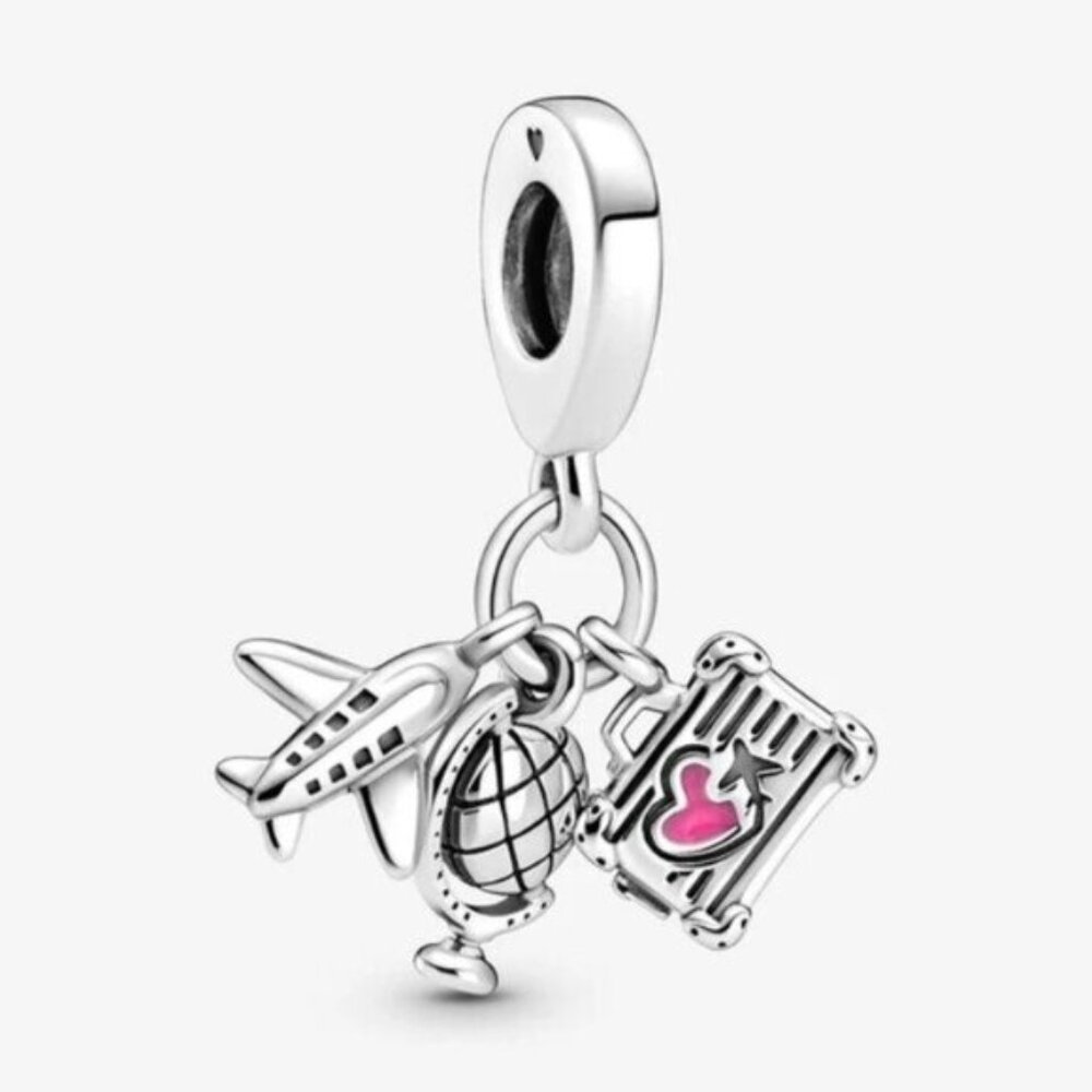 NWT Pandora Travel Charm with Airplane and Suitcase